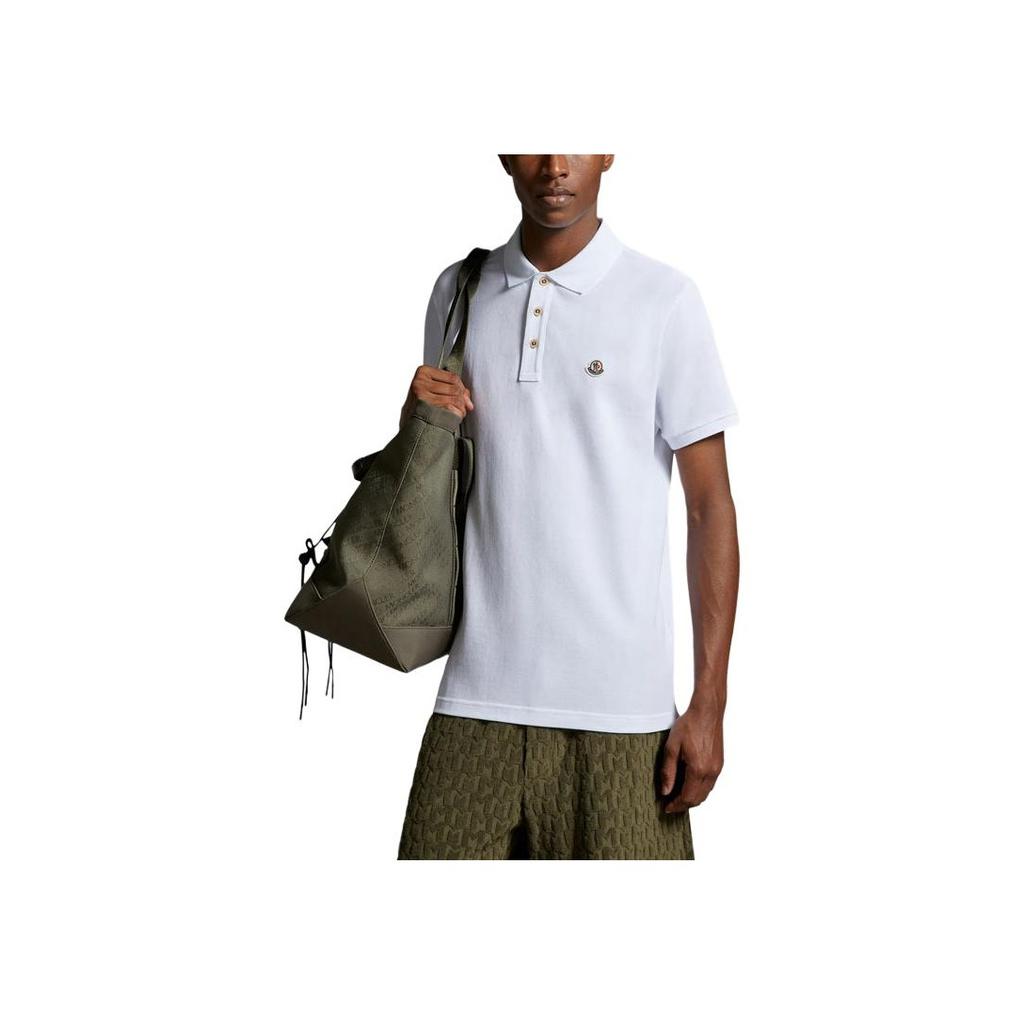 Moncler SS25 Logo Patch Krátký rukáv Polo tričko Pánské topy Optická bílá K1-091-8A00030-84556-001