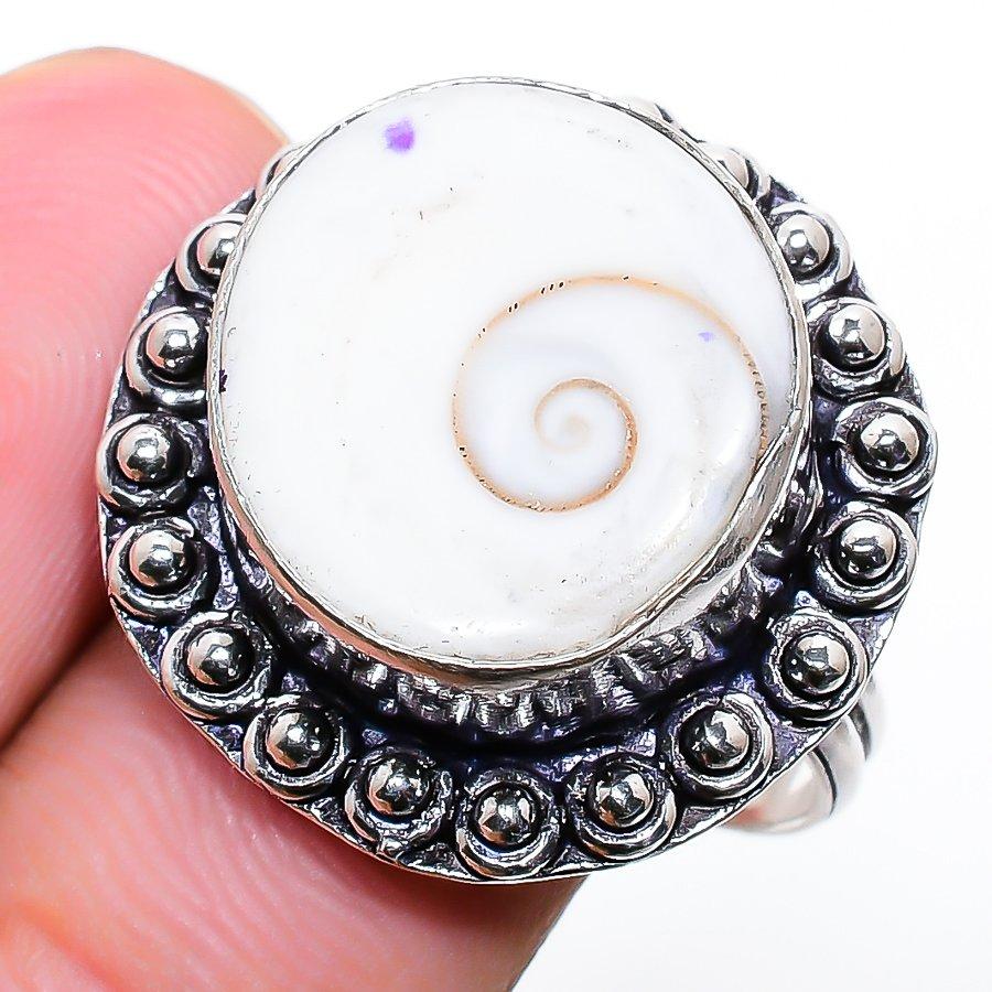 Shiva Eye Gemstone Handmade 925 Sterling Silver Jewelry Ring Size 8