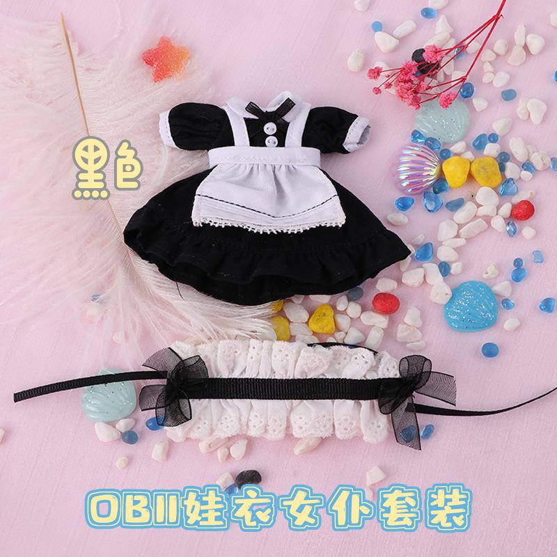 Ob11 Doll Clothes Vintage Maid Outfit Dress Scarf Headwear Set for Obitsu11, GSC, Molly, YMY,1/12 Doll Clothes Doll Accessories