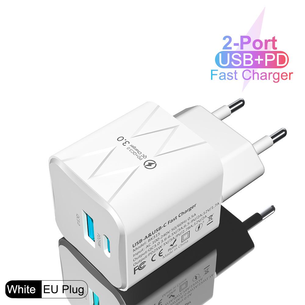 65W PD Fast Charger QC3.0, Compatible with Phones and Tablets, EU Standard.