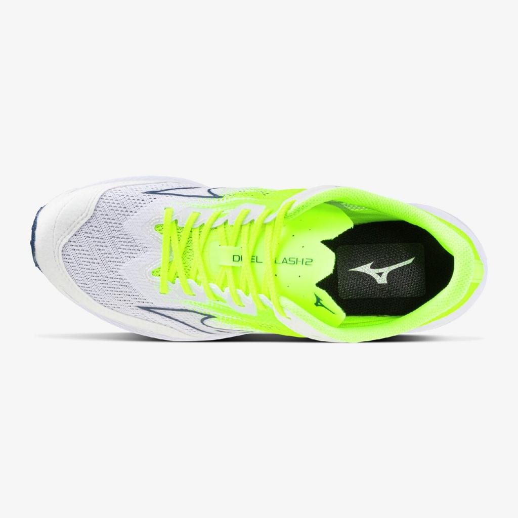 Mizuno Duel Flash 2 Running Size 2E Shoes, White/Navy/Yellow, 25.0 cm,