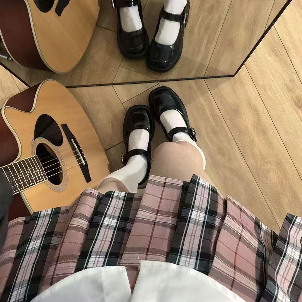 Japanese JK School Uniform Plaid Skirt Set - Women's Short Sleeve Pleated Skirt