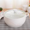 Embossed White Ceramic Soup Pot with Lid - Large Bone China Bowl Gift Set