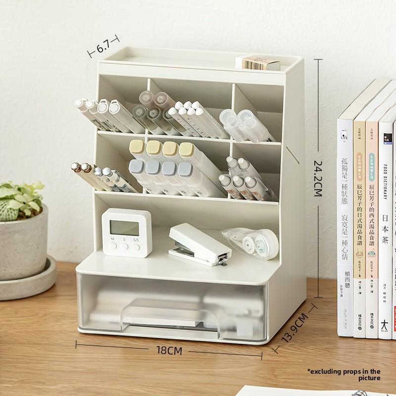 Large Capacity Pencil Holder Desktop Stationery Storage Box Divided Drawer Stationery Organizer for Students Office Storage Rack