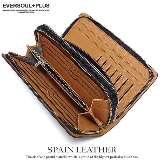 EVERSOUL Second Bag Clutch Bag Leather Genuine Leather Bag Purse Wallet Coin Purse Bag Spanish Leather FREE Black X Red