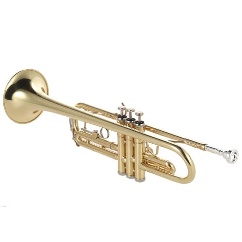 Juspins Trumpet Bb Flat, Brass Gold Finish, Exquisite and Durable Instrument with Mouthpiece, Gloves, Strap, and Case