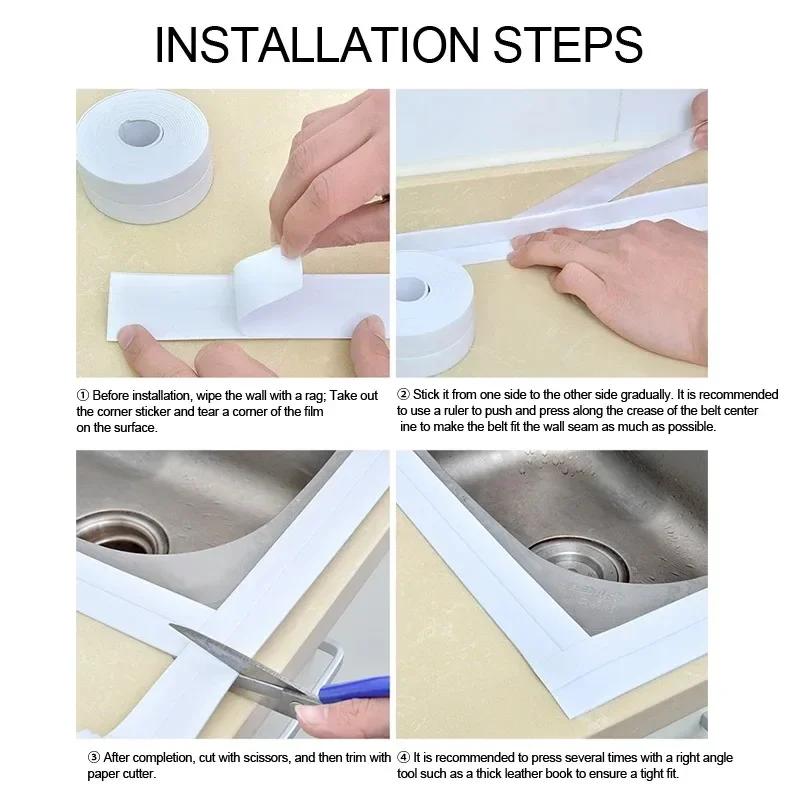 Waterproof Nanos Tape Wall Double Sided Tape Kitchen Cardboard Seal Strip Bathroom Shower Sink Bathtub Caulking Moth Mildew Home