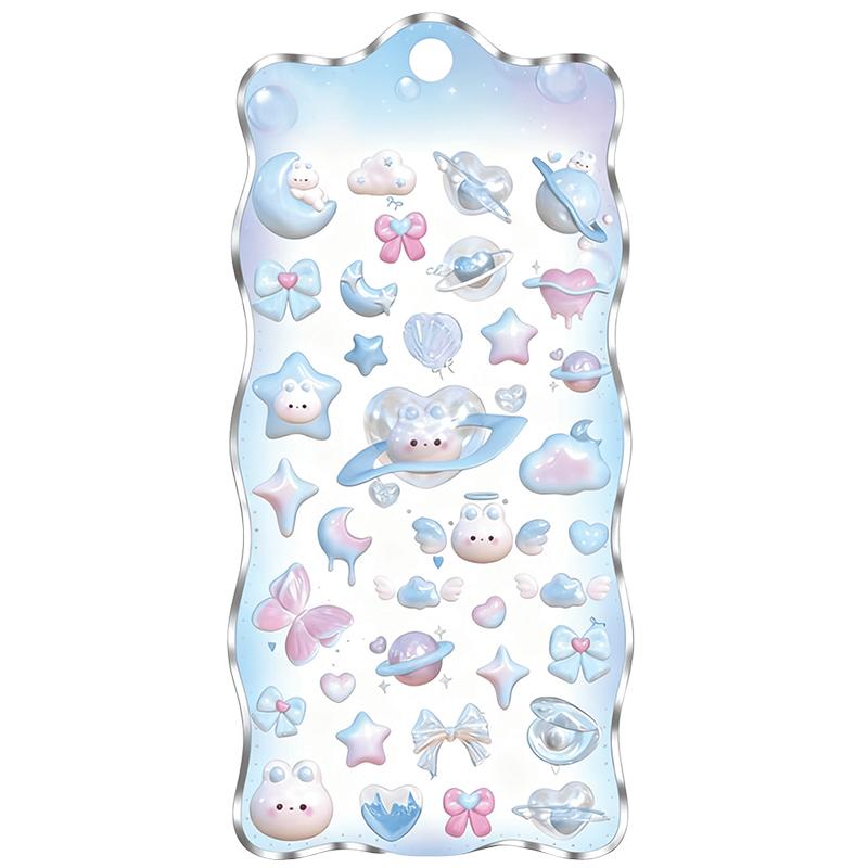 1Sheet Cute Crystal Jelly Patch Cartoon Relief Sticker Candy Planets Bread Ocean Creative Stationery Stickers School Rewards ZYF