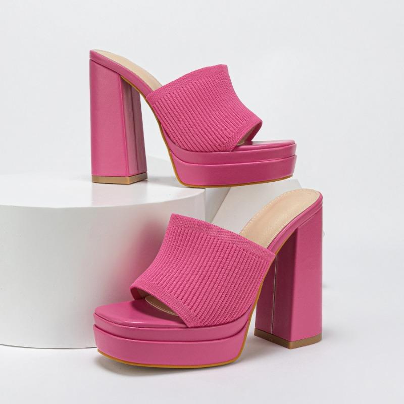 Fashion Women Shoes Summer Fashion Waterproof High Heels Open Toe Knitted Comfortable Shoes for Women High-heeled Sandals Wedding Shoes