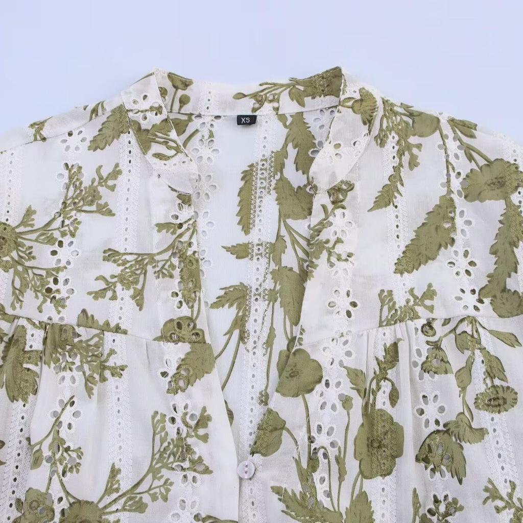 Summer Women's European/American Style Embroidery Print Top & Casual Shorts Set