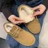 Fashion Winter flat cotton shoes women's shoes round toe lace up minimalist versatile snow cotton retro comfortable snow boots