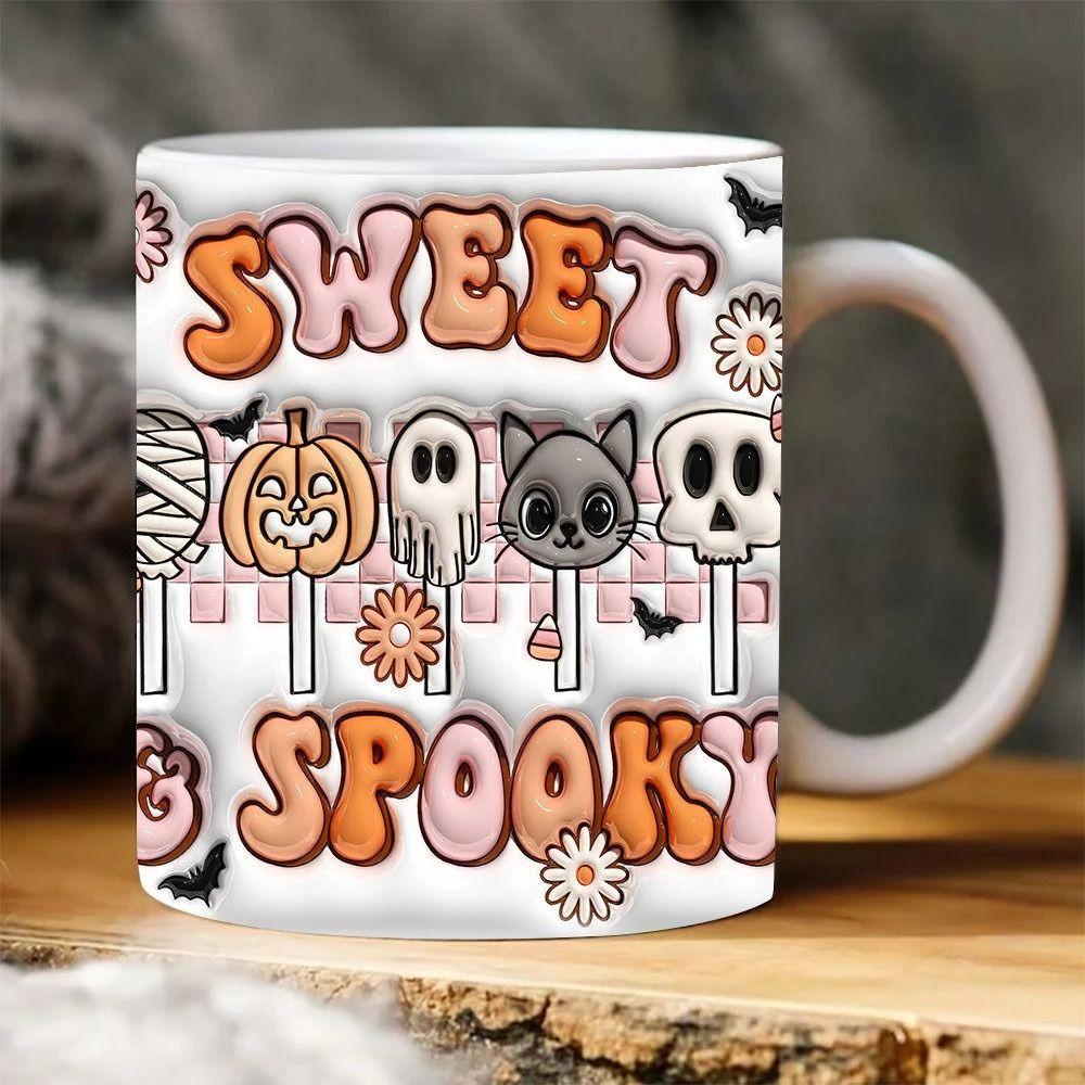 Gift Ceramic Halloween Coffee Mug With Handle Spooky Tea Mug 3D Ghost Mug
