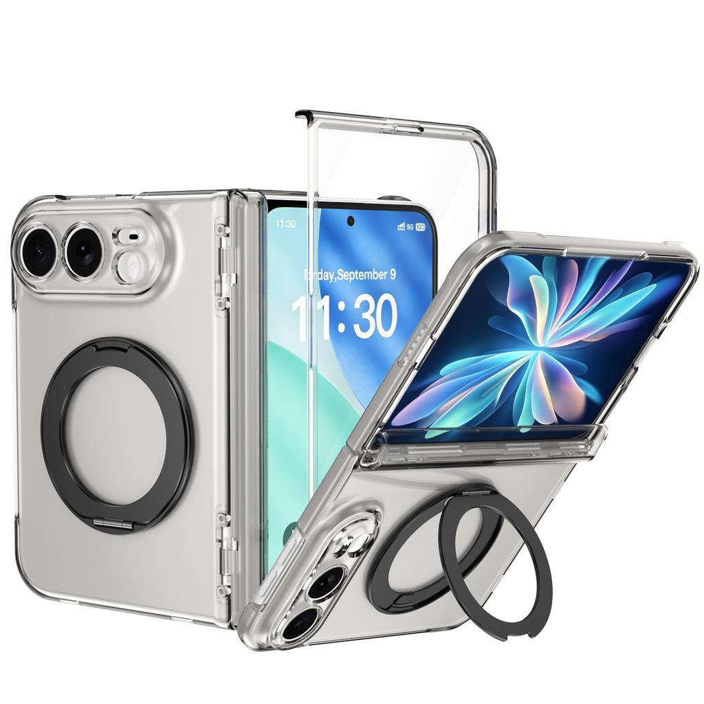 360° Rotating Ring Stand for Magsafe Wireless Charge Case for IPhone Ultra Fold 5G Tempered Glass Screen Protector Hinge Cover