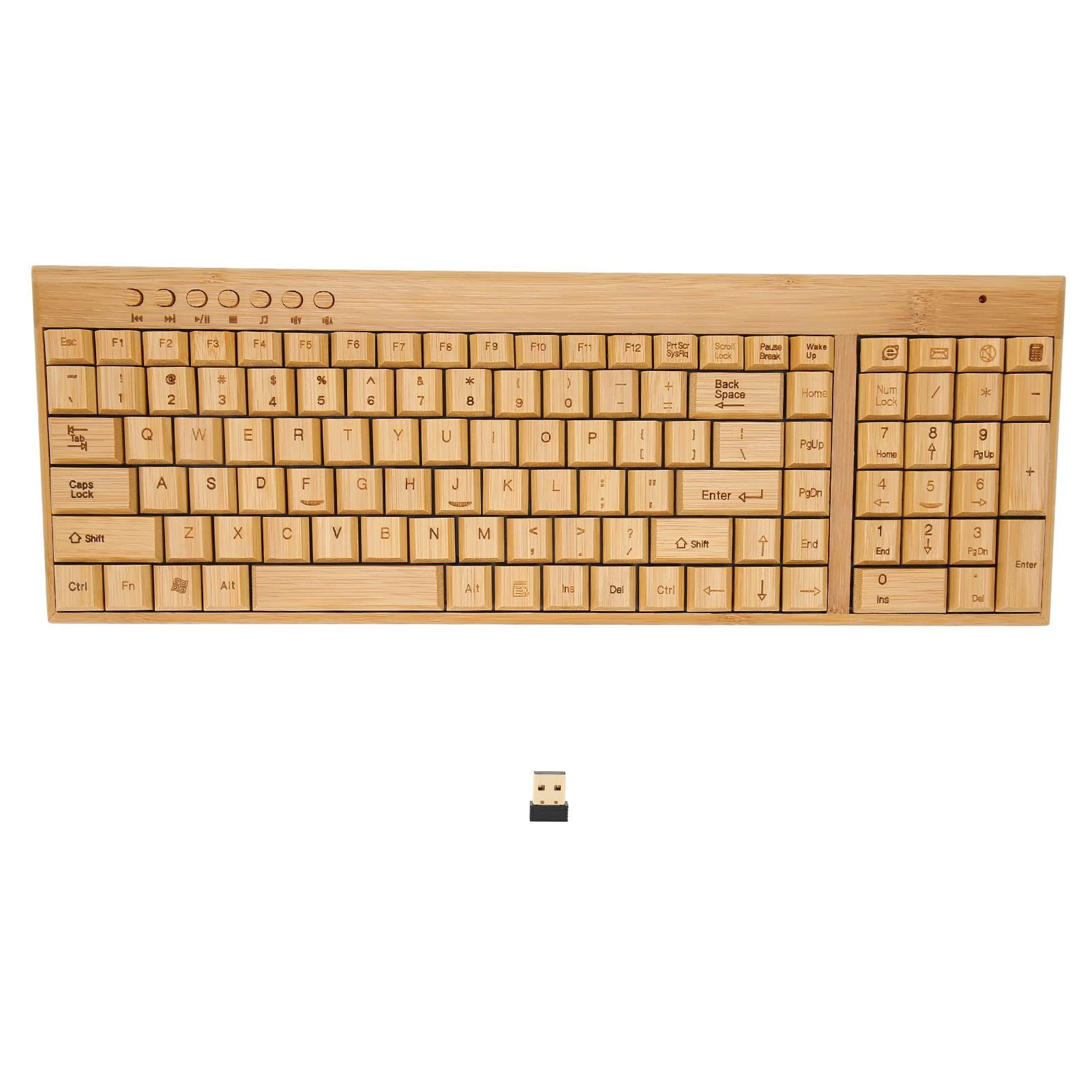 

Wireless Bamboo Keyboard and Wireless Connection with USB Wooden Computer Wireless Device for Office Use Mouse, 2.4GHz Plug-and-Play Receiver,