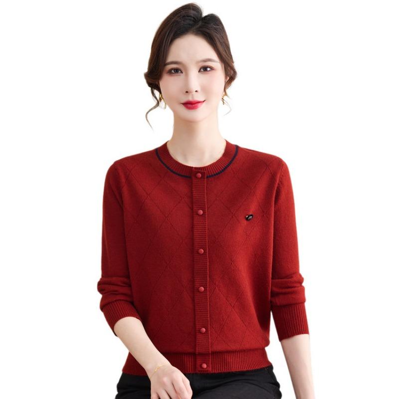 Middle-aged and elderly sweater fashion women's clothing spring mother clothing women's knitted sweater women's high elastic age 0 years old