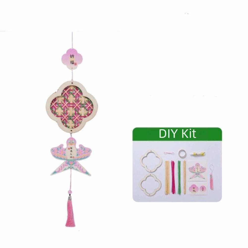 Traditional Bamboo Woven Ornaments Chinese Style Car Pendant Parent-child Handmade розовый