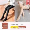 Women's Black Fleece-Lined Footed Leggings - High-Waisted, Tummy Control, Slimming, Compression, Ideal for Autumn/Winter.