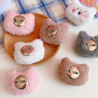 Fluffy Animal Brooches Cute Clothes Badge Lapel Pin Plush Bear Brooch  Coat