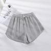 Women's Elastic Waist Wide Leg Shorts Loose Fit Sweatshorts Waffle Knit Medium Stretch Solid Color Summer Casual Loungewear Shorts