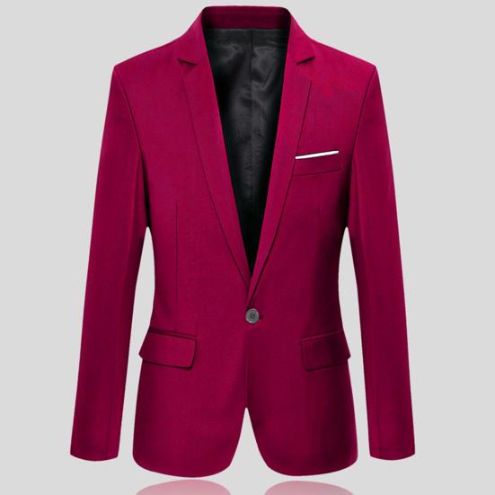 Móda Pánské Jednobarevné Dlouhý Rukáv Klopa Slim Fit Sako Oblekový Kabát Vrchní Oblečení
