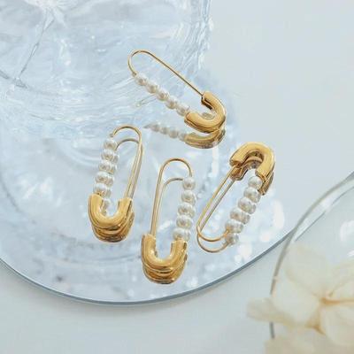 Chic Autumn/Winter Imitation Pearl Paper Clip Earrings - Stylish, Versatile, Light Luxury.