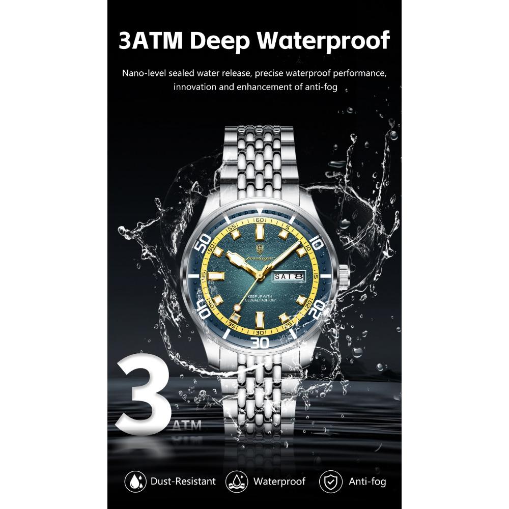 POEDAGAR Luxury Military Man Watch Casual Waterproof Luminous Date Week Men Watch Stainless Steel Quartz Men's Watches Reloj+Box