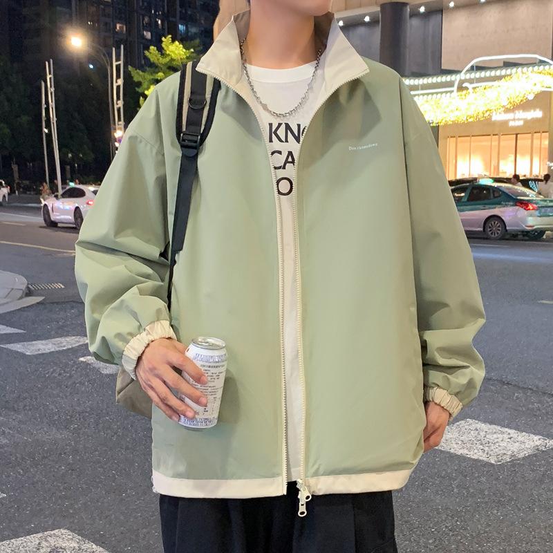 New Autumn Men's and Americans' Personalized Casual Printing Double-sided Lapel Waterproof and Windproof Jacket