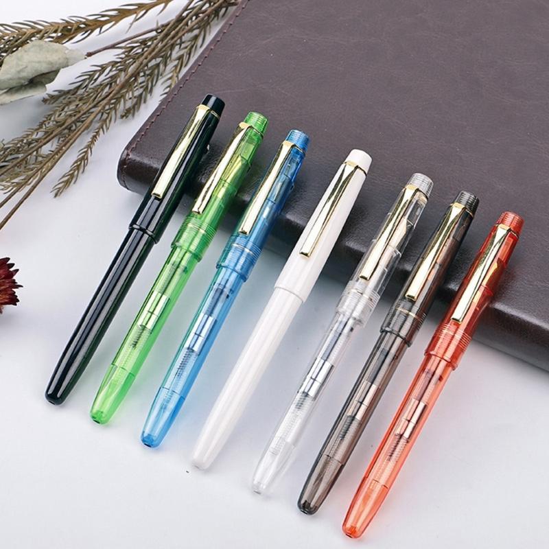 Fountain Pen Clear Signature Pen 0.5mm Calligraphy Pen Colored Ink Pen Smooth Writing Pen School Office Supplies