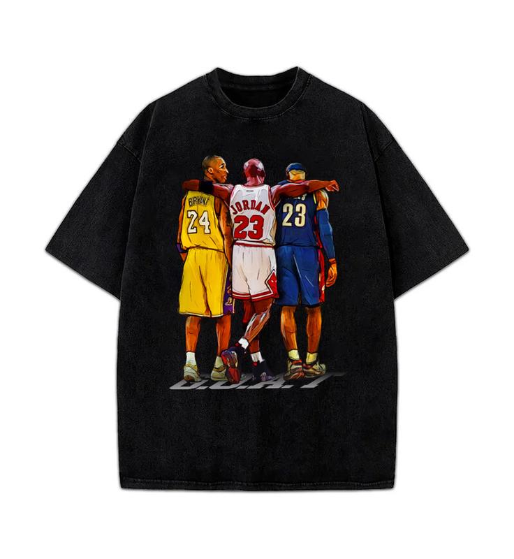 Kobe Bryant Michael Jordan Lebron James Basketbol GOAT Anma Grafikli Unisex Tişört