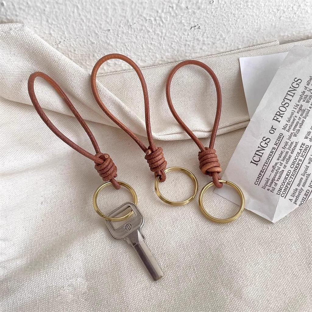 Vintage Leather Rope Keychain with Lobster Clasp