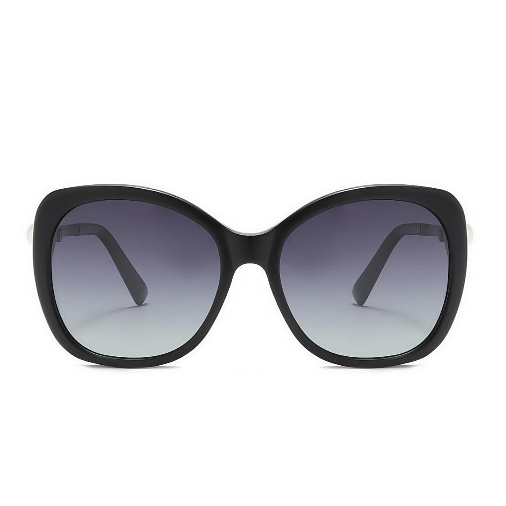 Jennie Style Polarized Square Frame Sunglasses with Pearl Accents