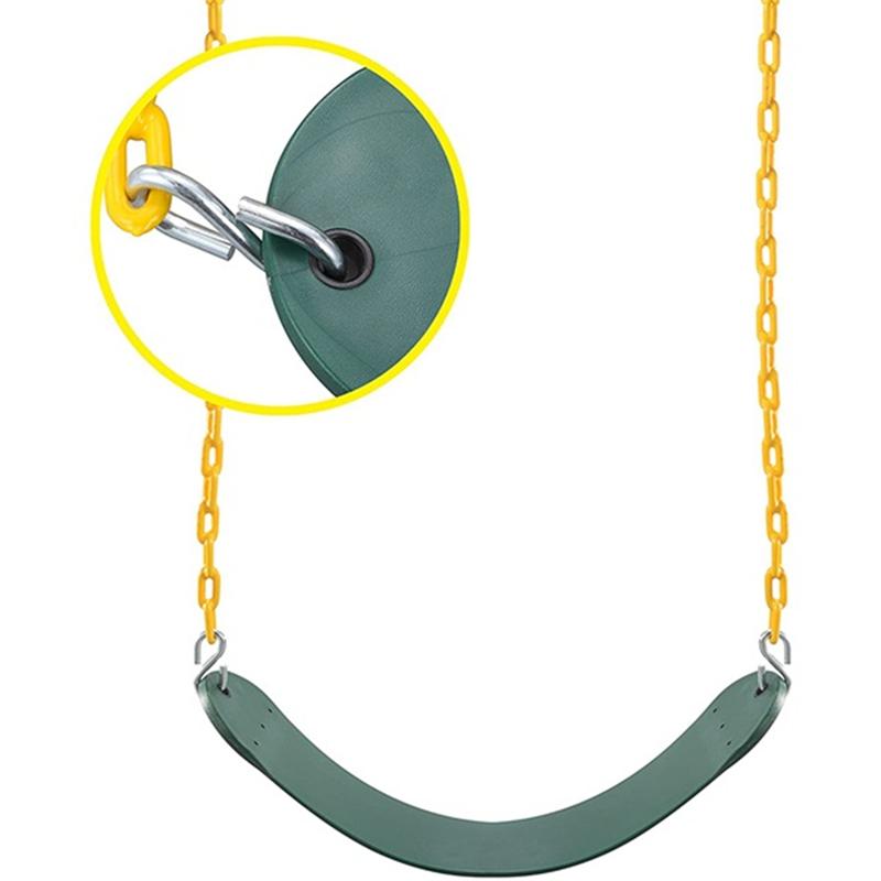 ABWR-Heavy Duty Swing Seat Green With 66 Inch Chain, Swing Accessory Replacement With Snap Hooks For Kids