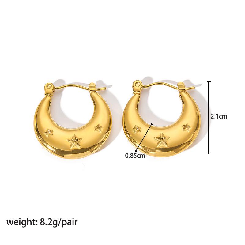 High-End 18K Gold Circle Earrings - Stainless Steel Women's Versatile Titanium Design