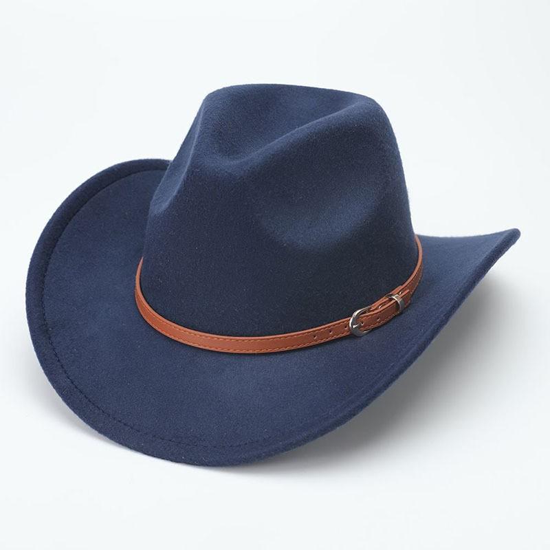 European and American suede warped edge western cowboy hat men and women outdoor curled brim ethnic style top hat felt hat