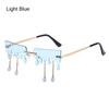 Streetwear Sun Glasses Tassel Sunglasses Rimless Wave Eyewear Sun Glasses Tears Flame Sunglasses