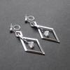 Earrings for Resin Miyabi Grace [Cubic Zirconia] Women, Dangling, Non-Pierced Earrings, Elegant, Adult, Formal, Large, Painless, Crystal, Square,