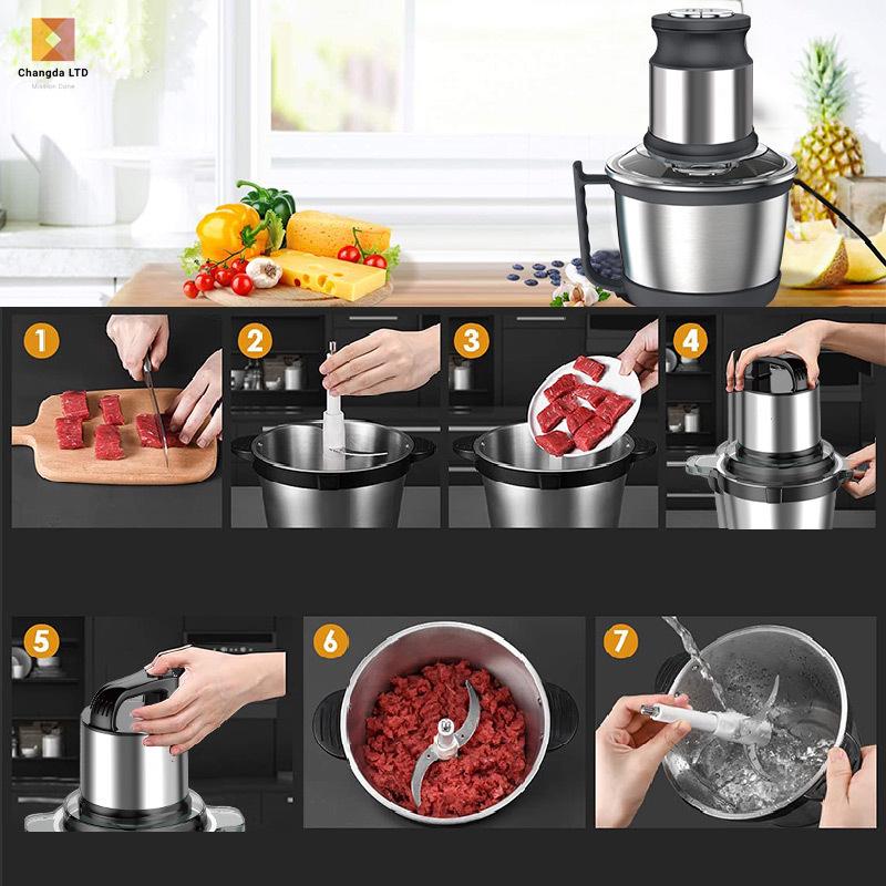 Multifunctional 4L Stainless Steel Meat Grinder and Food Processor (110V/220V)