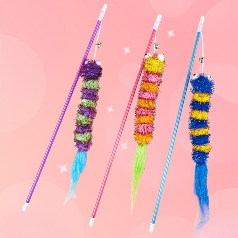 Simulierte Plüschraupe Katzenspielzeug, Interaktive Selbstunterhaltung, Spaß, Katzen-Reizwerkzeug, Haustierbedarf, Elastisches Seil Katzen-Reizstab