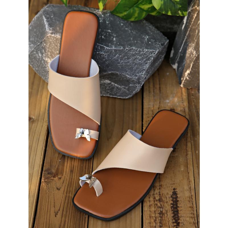 Women's New Foreign Trade Large Size Toe Slippers Women's Beach Sandals Flat Bottom Comfortable