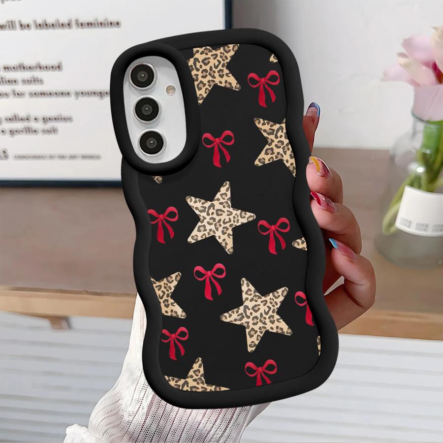 Case for Samsung Galaxy A21s A52 A11 A15 A13 A16 A14 A12 Soft Phone Cover A22 A53 A23 A04 A06 A05 A33 A03 Leopard Love Star