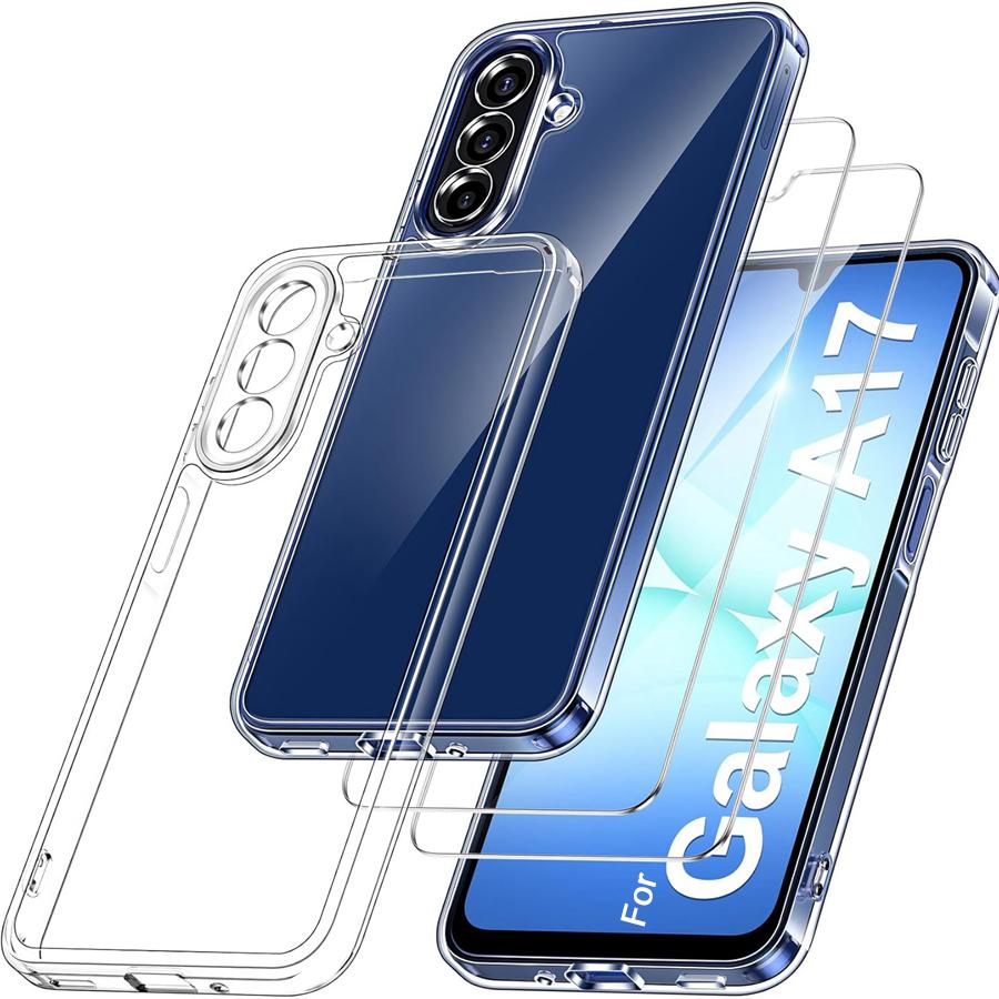 

Чохол-накладка Сумісний для Samsung Galaxy A17 5G/4G A07 з 2 шт. Захисне скло для екрану + Ударостійка накладка для телефону Galaxy A07 білий