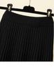 Women's High Waist Wool Knit A-Line Pleated Midi Skirt - Autumn/Winter Slimming Umbrella Hem
