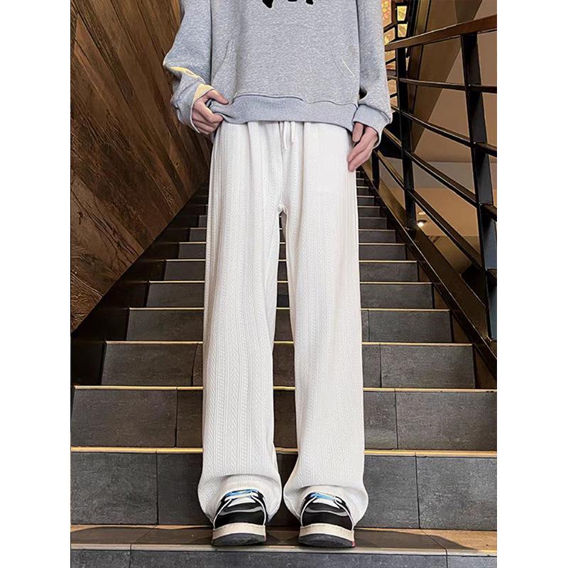 Unisex Retro Jacquard Corduroy Straight-Leg Wide Sweatpants - Autumn/Winter Student Style