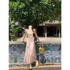 French Lace-up, Gentle Wind, Smudged Ruffle Leaf Edge, Waist and Thin Dress, a Popular One for Women In Summer