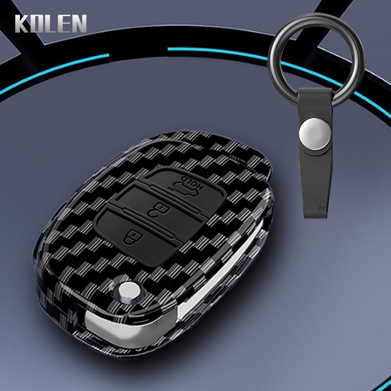 Abs Carbon Fiber Style Car Key Case Cover For Hyundai Solaris Creta Ix25 Kona Tucson Santa Fe Sonata Elantra Ix35 I20 Hb20 Ix45
