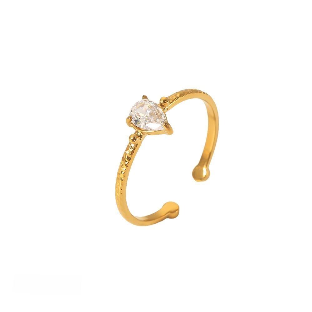 

No Ip Gold Plated Stainless Steel Ring With Geometric Design For Women Style A