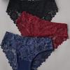 Low-waist Mesh Lace Briefs Hollow-out Women's Underwear Creative Lace Seamless Panties  Female
