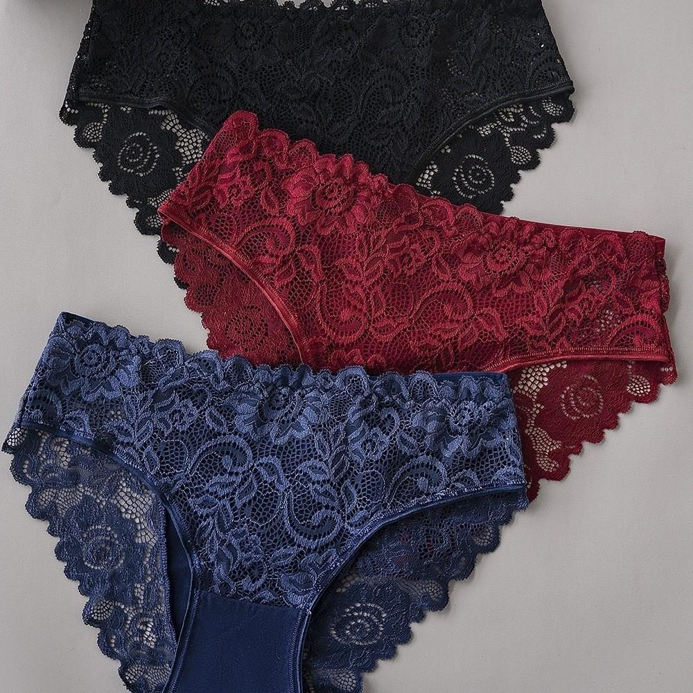 Low-waist Mesh Lace Briefs Hollow-out Women's Underwear Creative Lace Seamless Panties Female