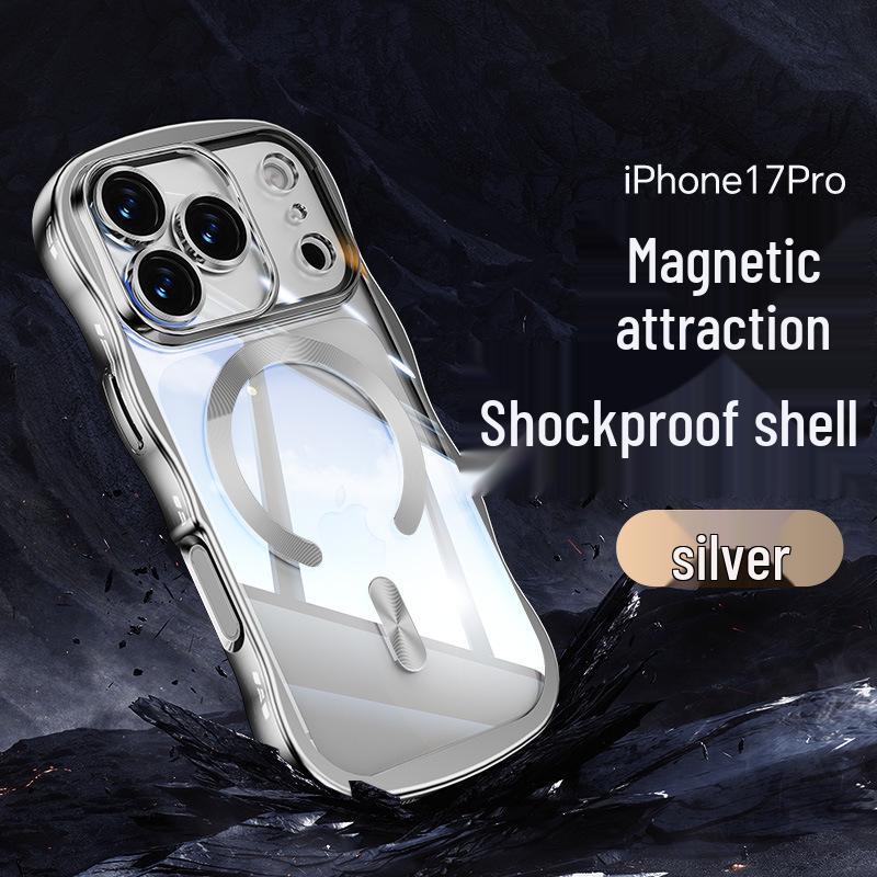 Electroplated Wave Pattern Magnetic Case with Full Drop Protection for Apple 17 Pro Max 16PM Apple 13 Pro Max