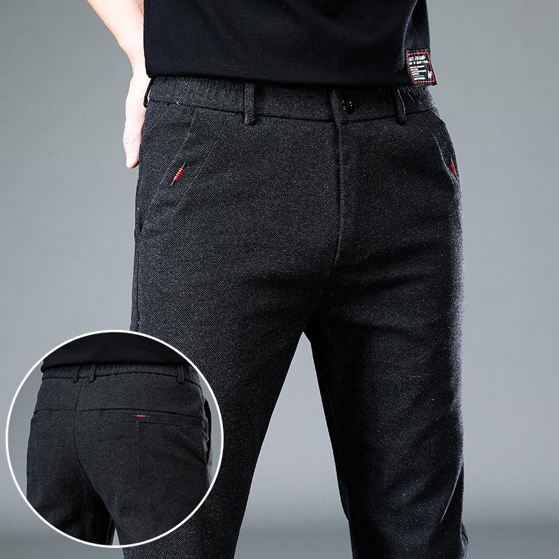 

Мужские зимние повседневные брюки из плюша и эластичной ткани - плотные, теплые, прямые брюки 34